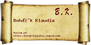 Bohák Klaudia névjegykártya